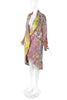 As Four Multi Color Pink Yellow Floral Lace Dress Coat with Kimono Belt