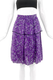 Yves Saint Laurent Purple Floral Chiffon Skirt and Top Set SS2007