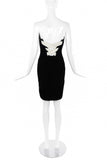 Thierry Mugler Black Velvet Horn Bodice Cocktail Dress