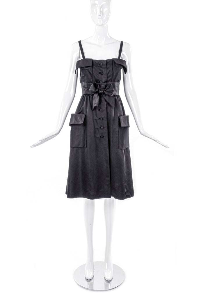 Geoffrey Beene Satin Dress with Pockets and a Bow - BOUTIQUE PURCHASE PRICE