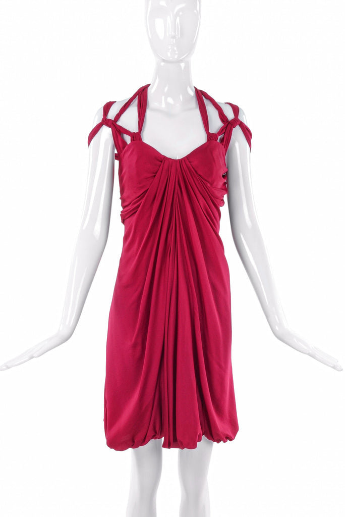 Vionnet Red Grecian Drape Multi Strap Harness Dress - BOUTIQUE PURCHASE PRICE