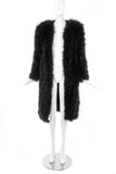 Sonia Rykiel Black Marabou Plume Feather "Fur" Coat with Shoulder Pads 1991 Collection