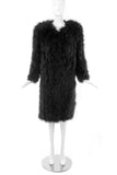 Sonia Rykiel Black Marabou Plume Feather "Fur" Coat with Shoulder Pads 1991 Collection