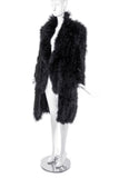 Sonia Rykiel Black Marabou Plume Feather "Fur" Coat with Shoulder Pads 1991 Collection
