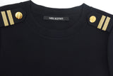 Neil Barrett Black Sweater Dress with Epaulet Shoulder Details - BOUTIQUE PURCHASE PRICE