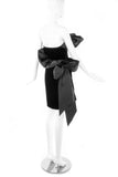 Givenchy Nouvelle Black Velvet Cocktail Dress with a Silk Taffeta Ruffle and Bow Details