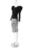 Dolce & Gabbana Puff Sleeve Cardigan and Snow Leopard Animal Print Pencil Skirt