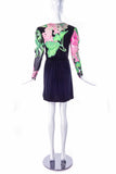 Leonard Black with Pink and Green Floral Print Dress - BOUTIQUE PURCHASE PRICE