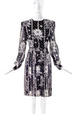André Laug Black and White Chiffon Floral Print Day Dress