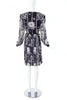 André Laug Black and White Chiffon Floral Print Day Dress
