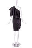 Antonio Berardi Black One Shoulder Draped Cocktail Dress