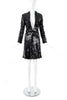 Oleg Cassini Black Silk and Sequin Suit Blazer and Louis Feraud Flouncy Sequin Chiffon Skirt