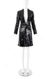 Oleg Cassini Black Silk and Sequin Suit Blazer and Louis Feraud Flouncy Sequin Chiffon Skirt