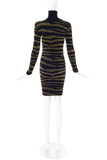 Vintage Black and Gold Lurex Zebra Tiger Print Sweater Dress