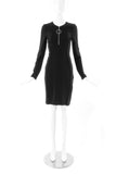 Mugler Black Jersey Bodycon Dress with Round Zipper Detail - BOUTIQUE PURCHASE PRICE