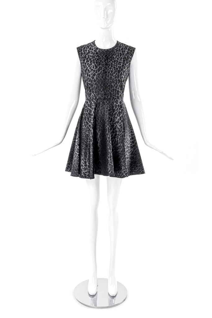 Giambattista Valli Grey Leopard Print Fit and Flare Dress