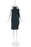 Lanvin Deep Forest Green Wool Dress with Brass Bust Detail