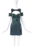 Versus Versace Dark Green Satin Cut-Out Detail Mini Dress FW2010