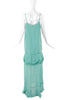 Richard Nicoll Seafoam Green Chiffon Slip Dress Gown with Ruffles