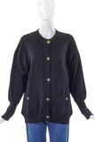 Chanel Black Wool Classic Cardigan with Gold Interlocked CC Buttons