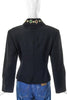 Byblos Black Wool Zip-Up Jacket with Costume Jewel Details on Collar