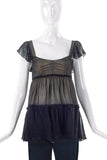 D&G by Dolce & Gabbana Black Chiffon Baby Doll Top - BOUTIQUE PURCHASE PRICE