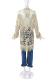 Fiorucci Cream Floral Oversized Crochet Cardigan with Fringe - BOUTIQUE PURCHASE PRICE