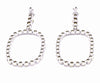Saint Laurent Silver Diamond Hoop Earrings with Black Diamond Details