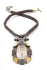 Lanvin Crystal Pendent on Braided Silk Ribbon Necklace