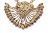 Pauline Trigère Necklace on a Gold Chain with Gold Floral Pendent and Chain Charm Fringe