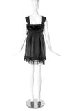 Anna Sui Black Chiffon Baby Doll Dress with Bow and Lace - BOUTIQUE PURCHASE PRICE