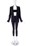 Ann Demeulemeester Black Fitted Blazer with White Piping - BOUTIQUE PURCHASE PRICE