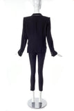 Ann Demeulemeester Black Fitted Blazer with White Piping - BOUTIQUE PURCHASE PRICE