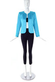 Yves Saint Laurent Rive Gauche Teal Aqua Blue Satin Evening Jacket - BOUTIQUE PURCHASE PRICE