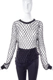 Ann-Sofie Back Loose Fit Fishnet Top in Black with Minimal Chic Glitter Effect