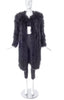 Sonia Rykiel Black Marabou Plume Feather "Fur" Coat with Shoulder Pads 1991 Collection