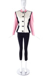 Saint Laurent Rive Gauche Pink, Black and White Satin Colorblock Jacket 1988 - BOUTIQUE PURCHASE PRICE