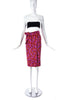 Saint Laurent Rive Gauche Pink and Red Floral Wrap Skirt - BOUTIQUE PURCHASE PRICE
