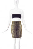 Saint Laurent Paris Gold Lurex Brocade Leopard Print Pencil Skirt SS2014 - BOUTIQUE PURCHASE PRICE