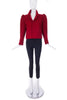 Saint Laurent Red Garbadine Wool Puff Sleeve Jacket - BOUTIQUE PURCHASE PRICE