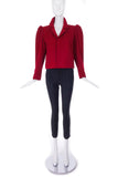Saint Laurent Red Garbadine Wool Puff Sleeve Jacket - BOUTIQUE PURCHASE PRICE