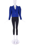 Saint Laurent Blue Garbadine Puff Sleeve Jacket - BOUTIQUE PURCHASE PRICE
