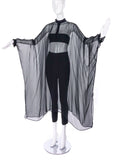 Veronique Branquinho Black Sheer Silk Caftan Kaftan Cape Top