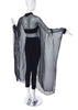 Veronique Branquinho Black Sheer Silk Caftan Kaftan Cape Top