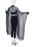 Veronique Branquinho Black Sheer Silk Caftan Kaftan Cape Top