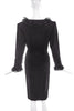 Saint Laurent Black Skirt Set with Swiss Dot Tulle Neckline - BOUTIQUE PURCHASE PRICE