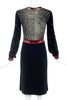 Leonard Black Dress with White Dot Print and Red Piping - BOUTIQUE PURCHASE PRICING