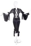 Yves Saint Laurent by Tom Ford "Pirate" Black Chiffon Tie Blouse and Black Velvet Crop Pants