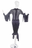 Yves Saint Laurent by Tom Ford "Pirate" Black Chiffon Tie Blouse and Black Velvet Crop Pants