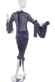 Yves Saint Laurent by Tom Ford "Pirate" Black Chiffon Tie Blouse and Black Velvet Crop Pants